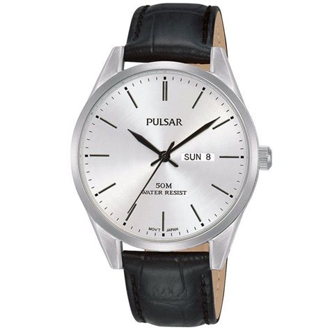 Pulsar Gents Quartz Watch Silver Dial Black Strap 50m - PJ6115X1G | Buy ...