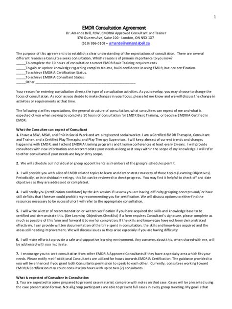 Fillable Online EMDR Consultation Agreement Dr Amanda Bell.docx Fax ...