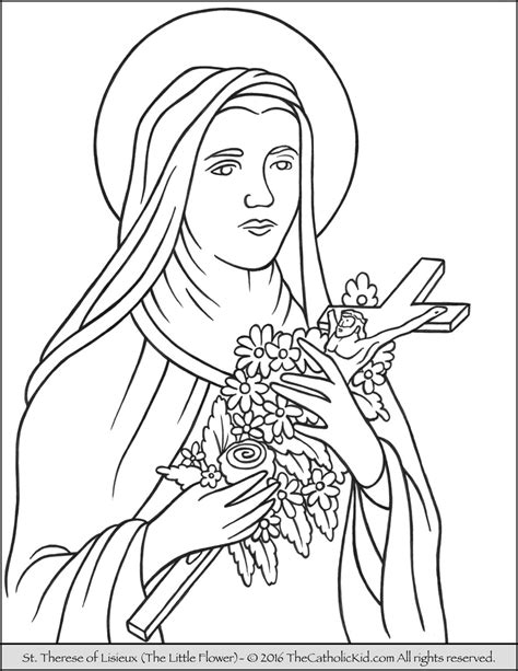 Saint Therese of Lisieux - Little Flower Coloring Page - TheCatholicKid.com