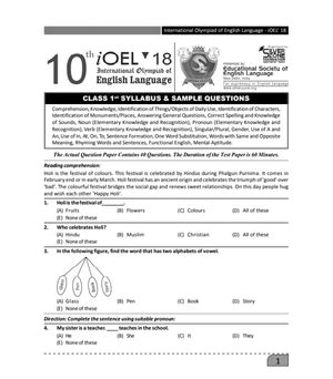 Best Class 1 Study Material– Tagged "English sample papers"– Olympiad ...