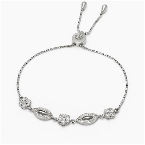 Flower & Leaf base 925 Silver Bracelet