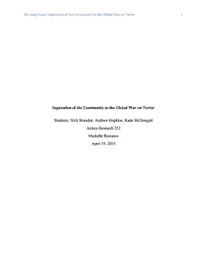 Fillable Online 1 Separation of the Community to the Global War on ...