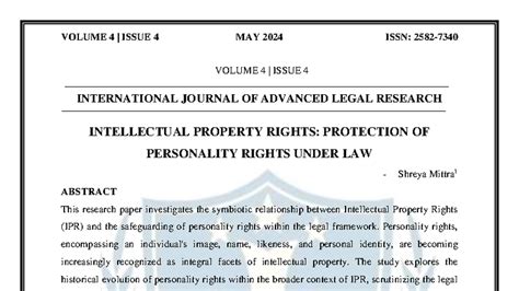 Intellectual Property Rights & Personality Rights: Legal Insights ...