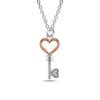 Buy 925 Sterling Silver Rose-Gold Two-Tone CZ Heart Shaped Key Pendant ...