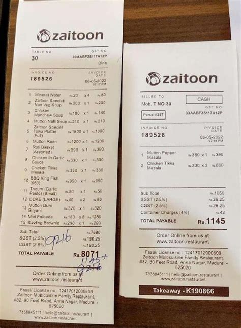 Menu at Zaitoon Restaurant, Madurai, Madurai