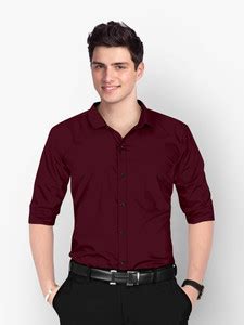 LYZOO FASHION Men Solid Formal Maroon Shirt - Buy LYZOO FASHION Men ...