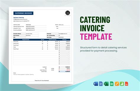 Free Catering Invoice Templates, Editable and Printable