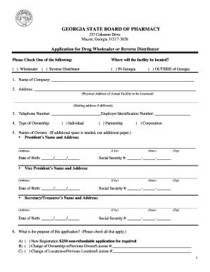 Fillable Online sos georgia georgia application for drug wholesaler or ...