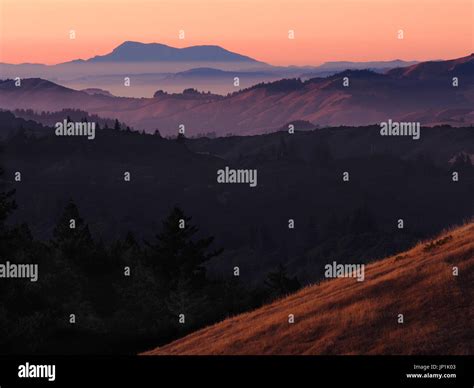 Mount St. Helena after Sunset Seen from over 50 Miles Away with Layers ...