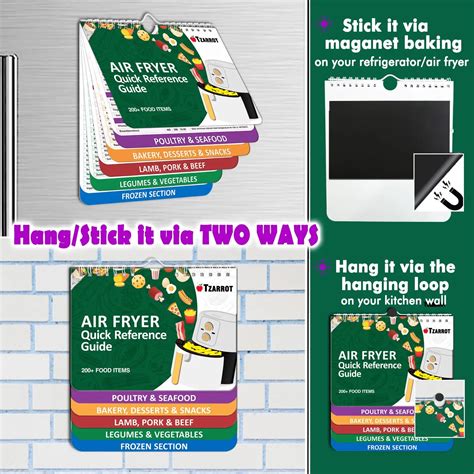 Air Fryer Magnetic Cheat Sheet Quick Reference Guide Fahrenheit Degree ...