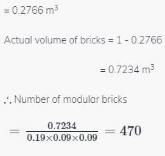 Modular bricks are of nominal size 20*10*10 cm and 20% of the volume is ...