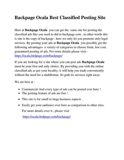 PPT - Backpage Ocala Best Classified Posting Site PowerPoint ...