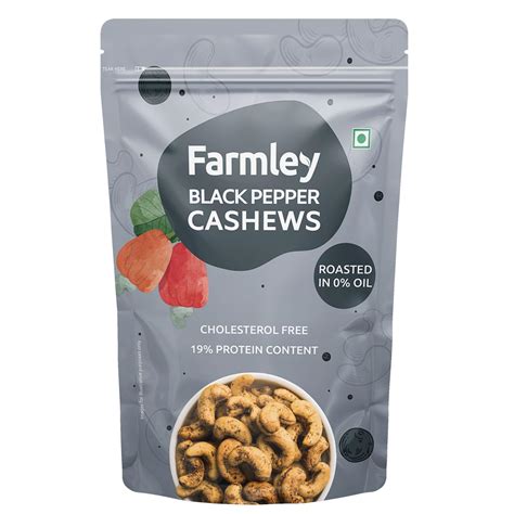 Farmley Premium Black Pepper Roasted Dry Nut Cashew Snacks 160g | Rich ...