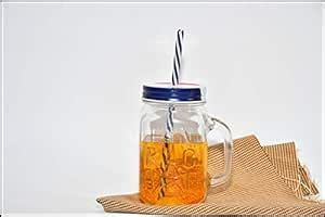 Buy Shri Gayatri Mason Glass Jar Mug with Straw 500 ml Each ...