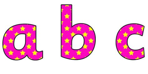 Pink and Yellow Stars Lowercase Display Lettering - Twinkl