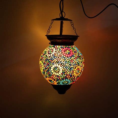 Buy Home and Bazaar Traditional Mosaic Glass Wall Hanging Lamp 7.5x7 ...