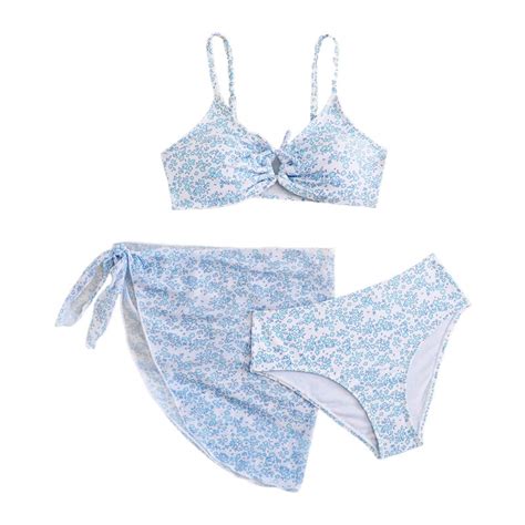 Girls' Bikini Sets with Skirts Vacation Beach Tie Dye Floral Print ...