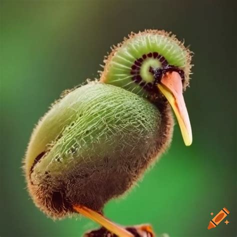 Bird eating a kiwi fruit