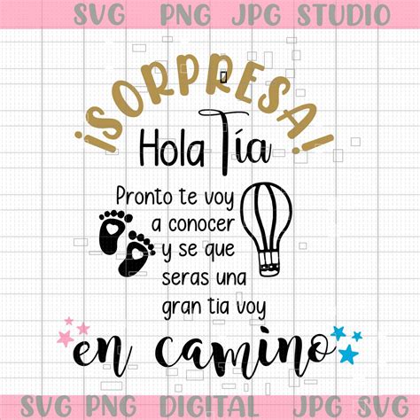 Sorpresa hola tia voy en camino SVG PNG, anuncio de embarazo para tía ...