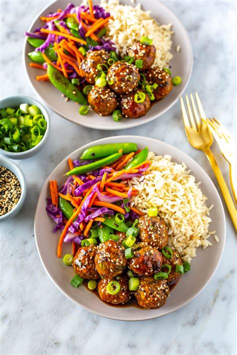 Sticky Teriyaki Chicken Meatballs and Rice - The Girl on Bloor | Recipe ...