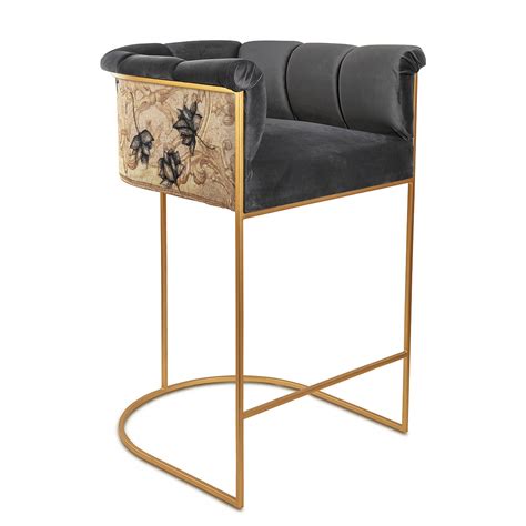 Antique Lotus Half Circle Plush Bar Chair – Artychoke