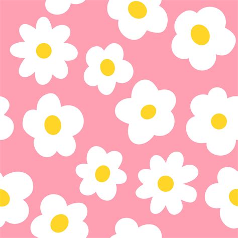 Pink Cartoon Flowers Background, Seamless Pattern EPS Vector. Simple ...