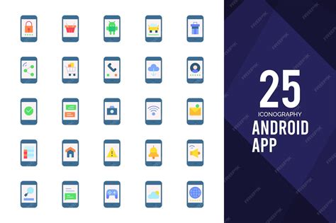 Premium Vector | 25 android app flat icon pack vector illustration