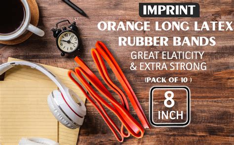 IMPRINT 8 MM Wide Orange8 Inch Long Latex Rubber Bands, Big, Large ...