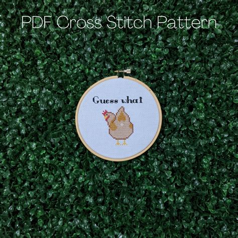 Funny Cross Stitch Pattern, Guess What Chicken Butt, Joke Embroidery ...
