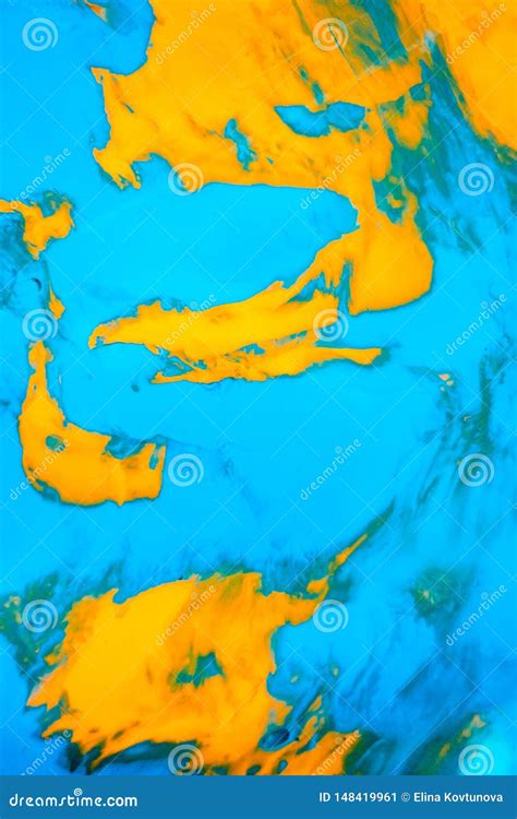 Dynamic Fluid Color Paint Splashes Background. Blue and Orange Mixed ...