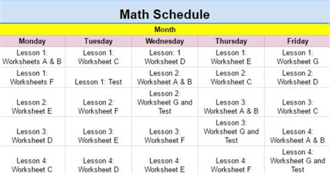 Image result for Math U See Schedule Printable