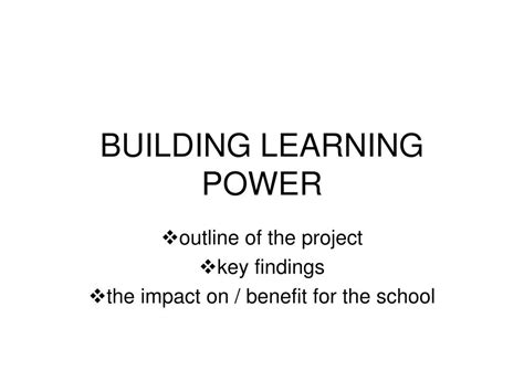 Image result for Building Learning Power