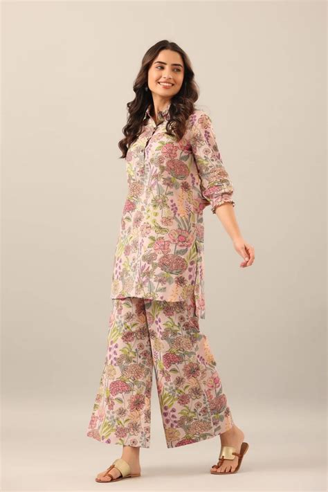 Cod 73 Cotton Stylish Top And Plazoo Co Ord Set