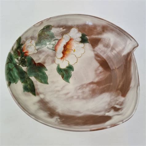 Vintage Studio Pottery Bowl Decorated Flowers Indistinctly Marked ...