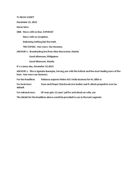 Image result for News Program Script