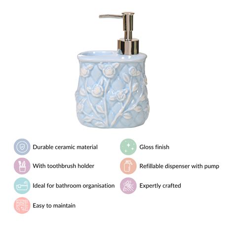 Blue 2 In 1 Ceramic Dispenser With Toothbrush Holder Online - Premium ...