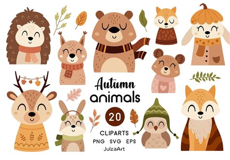 Autumn Animals Clipart, Fall Animals Svg, Woodland Animals Clip Art ...