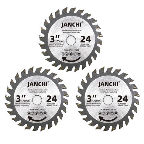 Janchi 3Pack 3 Inch 24T Carbide Circular Saw Blade for Cuts Woods ...