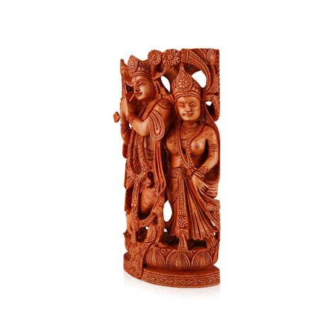 Giri - Radha Krishna Murti | Wood Sculpture | Radha Krishna Wooden Statue