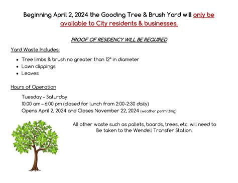 Tree & Brush Yard Opening April 2, 2024 | City of Gooding