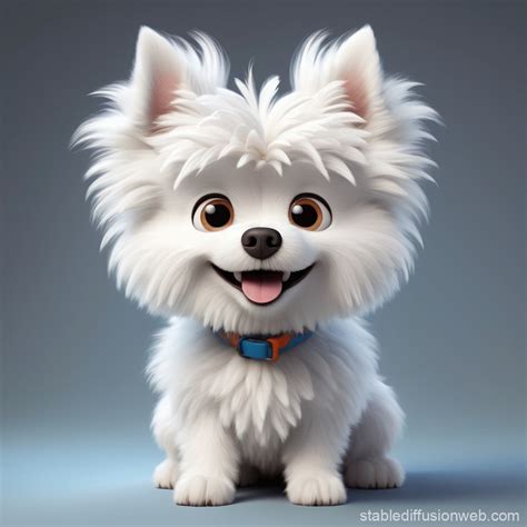 a cute fluffy white dog in the style of a pixar animation 3d drawing ...