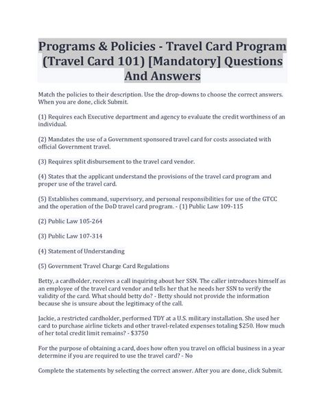 Programs & Policies - Travel Card Program (Travel Card 101) [Mandatory ...