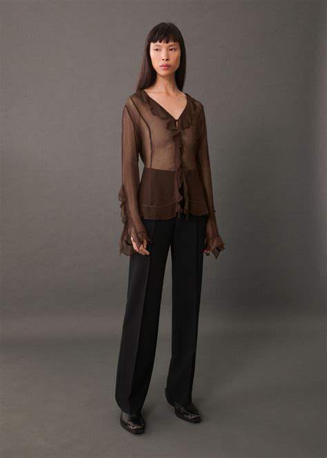 Semi-transparent ruffled blouse - Women | MANGO USA