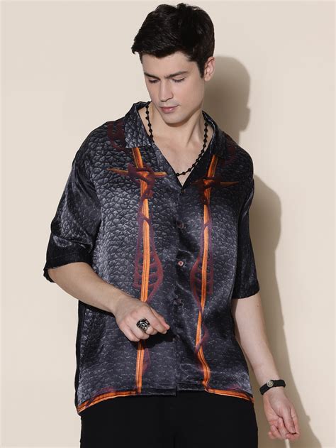BADSHAH Men's Oversized Silk Shirt | Men's Casual oversized shirts ...