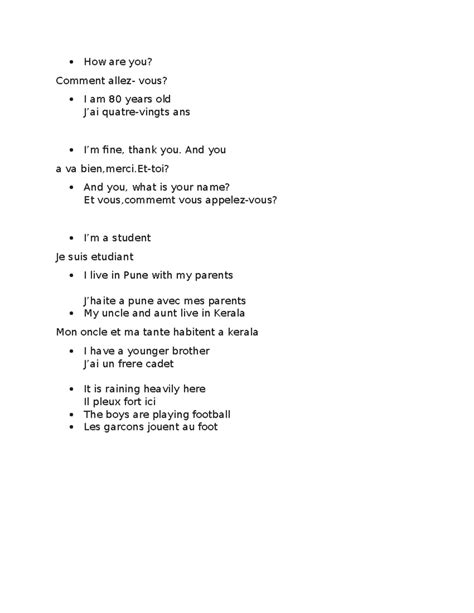 Translation sent - FFFFG - How are you? Comment allez- vous? I am 80 ...