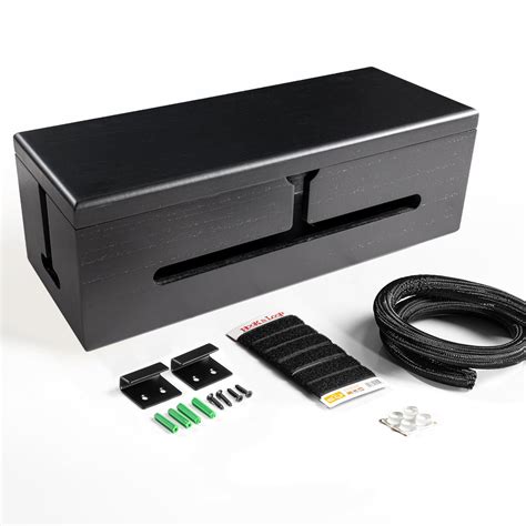 HomeBliss Black Wooden Large Cable Management Box - Wall Mount Cord ...