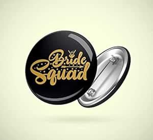 Yey Wedding Collection Bride Squad Badges Black Color (Pack of 6 pcs ...