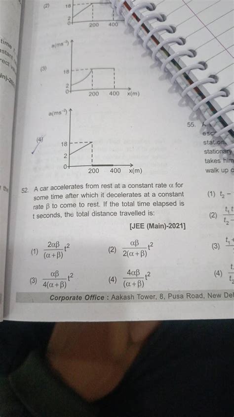 52. A car accelerates from rest at a constant rate α for some time after