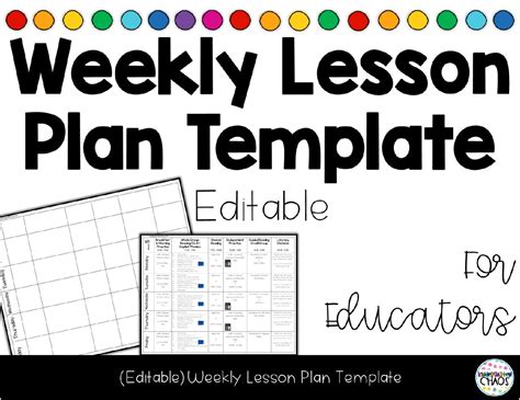 Weekly Lesson Planning Template Editable Weekly Lesson Plan Template
