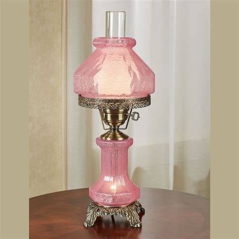 Isabel Pink Handblown Glass Vintage Style Hurricane Table Lamp